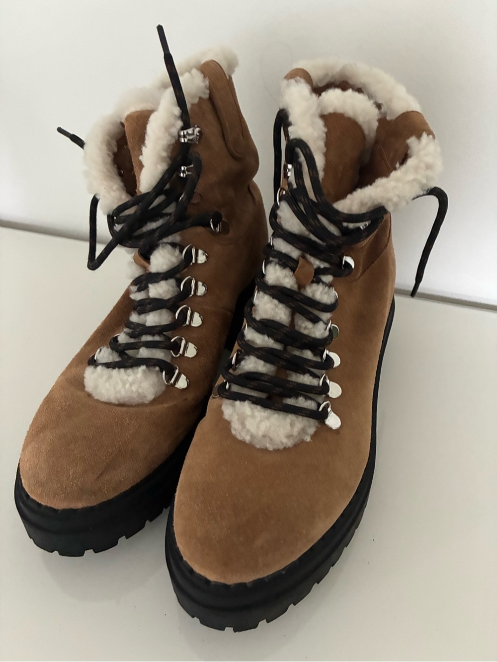 Marc Fisher Brylee Sherpa Ankle Boots Shearling 9 M
